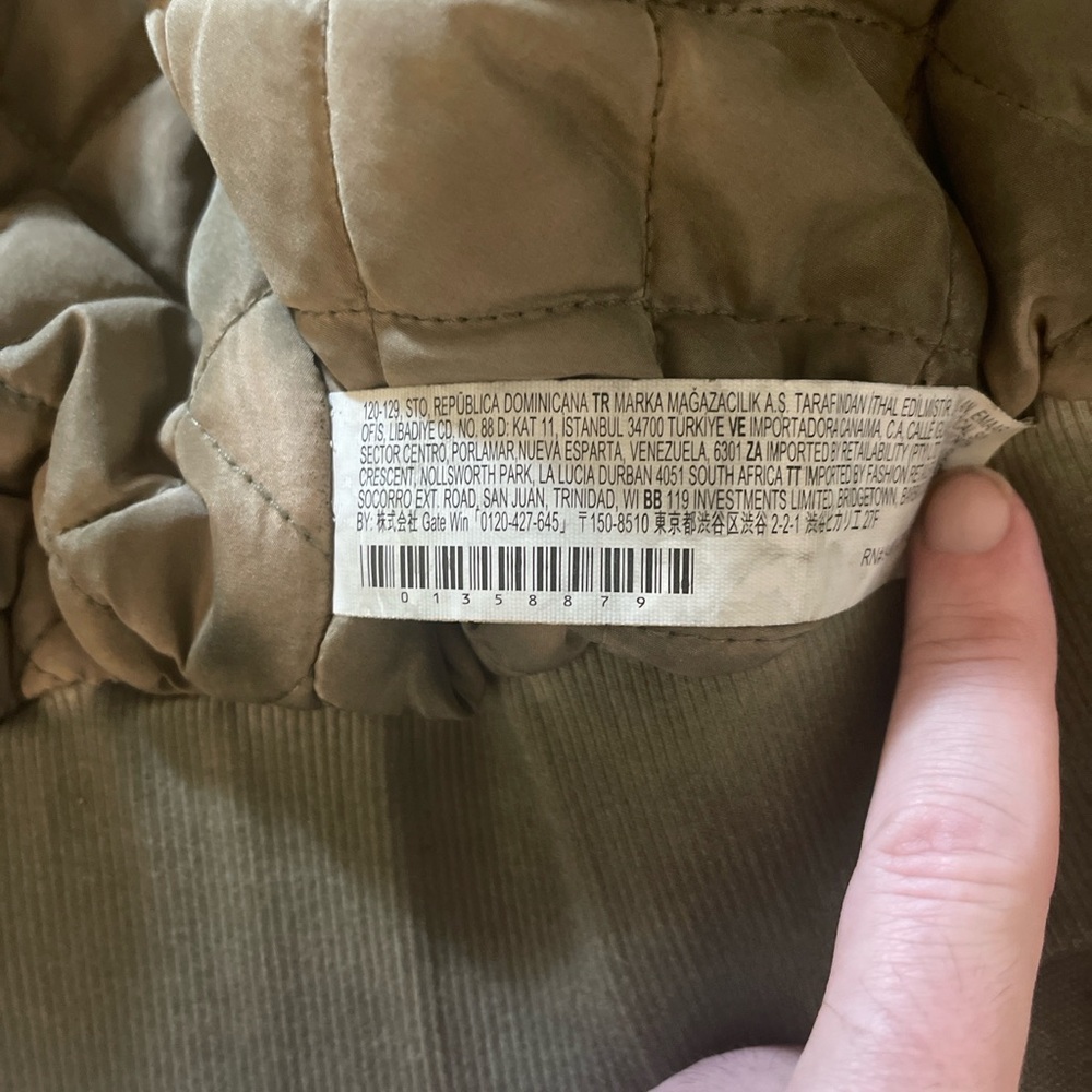 Women’s Medium Olive Green Cropped Utility Jacket Zip Front Quilted Lined Cotton - Picture 8 of 11